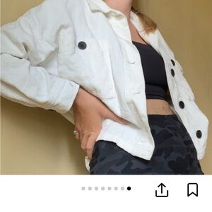 Zara White Utility Jacket with Black Buttons